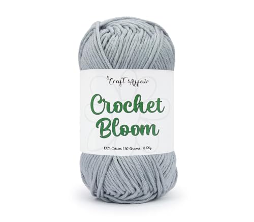 Image of Craft Affair | Crochet Bloom Cotton Yarn 8ply (2mm, 77Meter, 50Gram) 100% Pure Cotton | Knitting Yarn | for Embroidery, Craft & DIY Project: Steel Grey