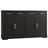 HOSTACK 60 Large Buffet Sideboard with Storage 36 Tall Kitchen Buffet Storage Cabinet with 4 Drawer Modern Coffee Bar Cabinet with Silver Handle Long Sideboard Buffet Table for Living Room Black