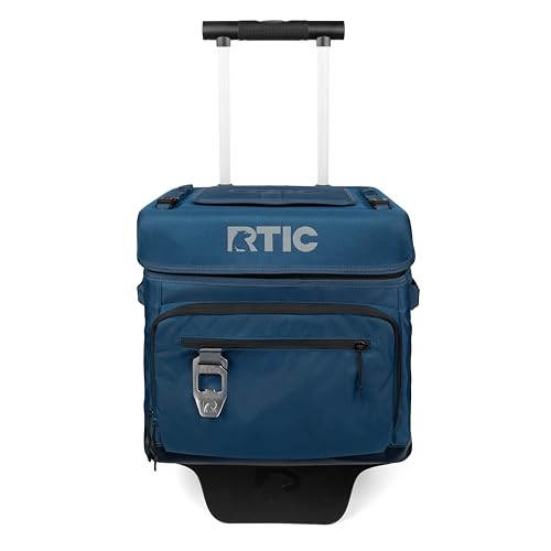 RTIC 40 Can Everyday Wheeled Cooler, Soft Sided Insulated Portable Rolling Collapsible Cooler Bag with Wheels and Handle for Outdoor, Beach, Camping, Sports, Travel, Leakproof, Navy