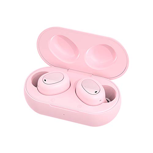 in-Ear 5.0 Wireless Bluetooth Headphones - Sport Earphones, Mini Portable Charging Case, Touch Control Bluetooth Earbuds, 24 Hrs USB-C Charging Case/Twin&Mono Mode/mics, JT205 (Pink)