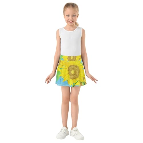 Joisal Athletic Shorts for Girls Skorts Toddler Tennis Skirts Funny Girl Skort Yellow Sunflowers Butterflies Blue 3t3