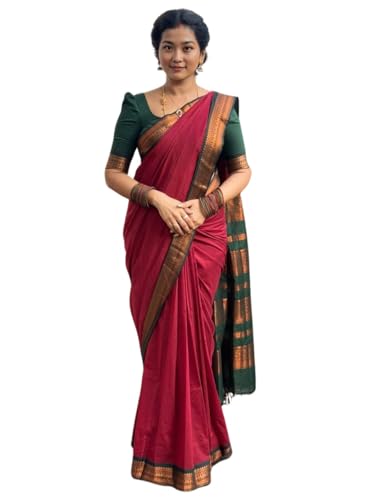 Image of SGF11 Women's Kanjivaram Soft Cotton Linen Silk Saree With Blouse Piece