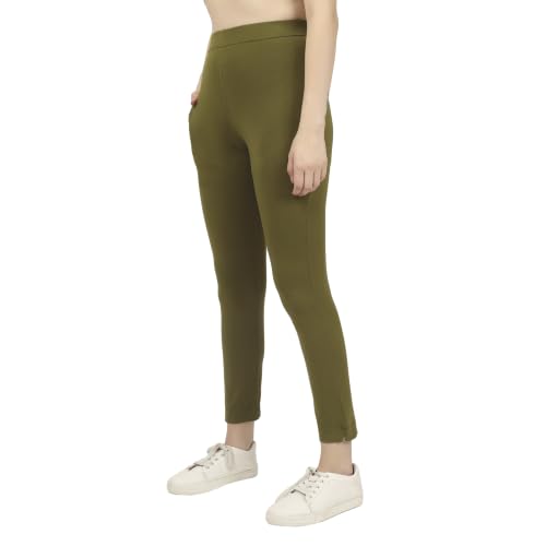 Image of Women's Cotton Stretchable Slim Fit Straight Pants Trouser for Casual Wear and Office Wear