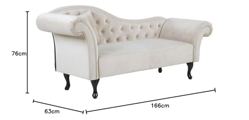 Image of Velvet Modern Chesterfield Chaise Lounge Couch 188 X 61 X 76 for Your Loving Space, (Beige, Standard)