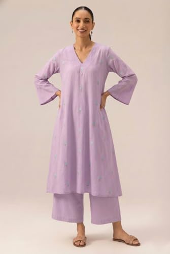 Image of ANNI DESIGNER Viscose Blend Kurta for Women | Kurti Set Woman | Kurta with Palazzo | A Line Printed Co Ord Outfit | Cord Ethnic Suit | Indian Office Party Traditional Clothing Fashion Premium Look