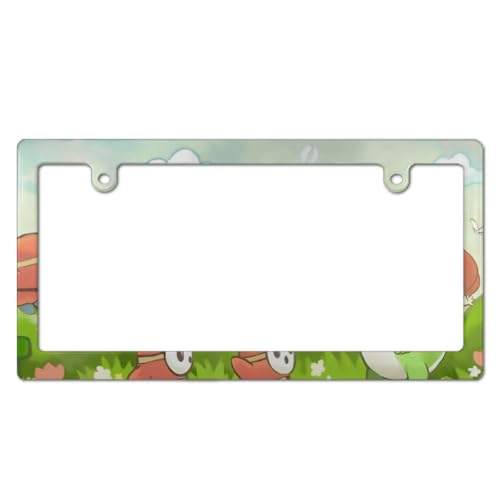 ヨッシー ナンバープレート フレーム ナンバーフレーム 普通車 軽自動車適用 装飾ボーダー タグ装飾 耐久性 カーアクセサリー 錆びにくい おしゃれ ?り物