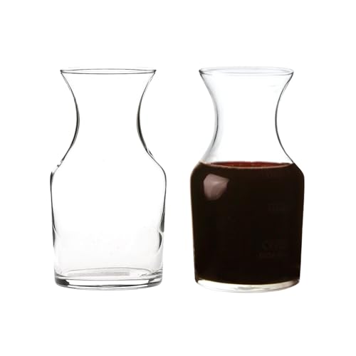 Cocktail Carafe 250ml / 8.5oz – Pack of 2 Mini Glass Carafes for Cocktails, Water, Juice & Wine Top Ups – Durable Clear Glass, Dishwasher Safe
