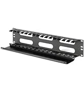 TECHTOO Rack Mount Cable Management Cable Raceway Duct Panel 1U Horizontal 19-Inch Cable Organize...