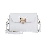 EVVE Small Crossbody Shoulder Bag For Women, Cell Phone Wallet Purse with Multiple Card Slots | White