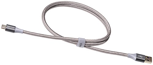 Image of AmazonBasics Double Braided Nylon USB Type-C to Type-A 3.1 Gen 2 Cable for Charging Adapter, 3 Feet (0.9 Meters) - Silver