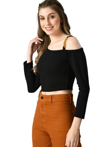 Image of IUGA Women Regular Sleeve One Shoulder Neck Solid Top