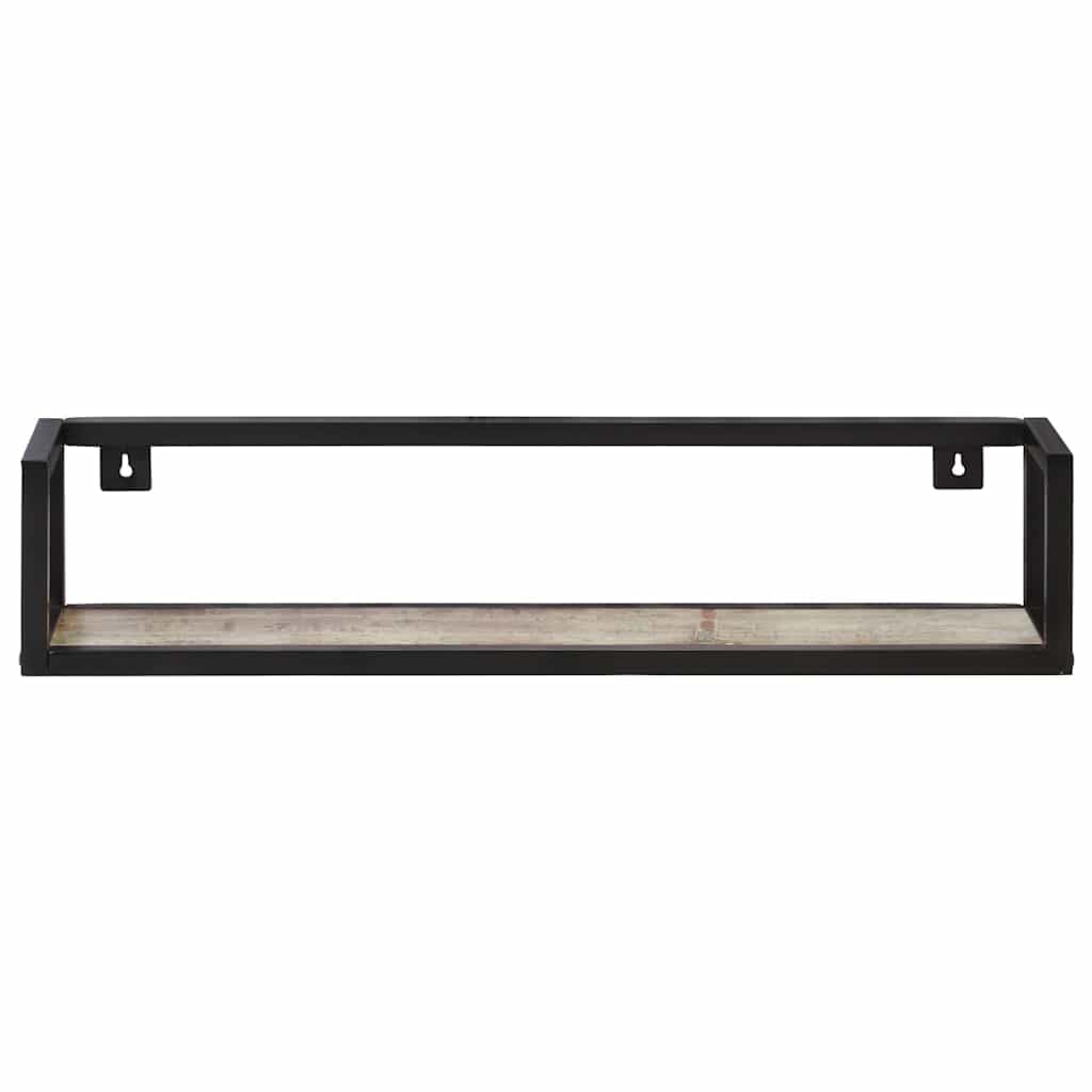 Estantería de pared de madera maciza de 80 cm, con marco de hierro negro, para salón, dormitorio, cocina, estante suspendido para almacenamiento y decoración