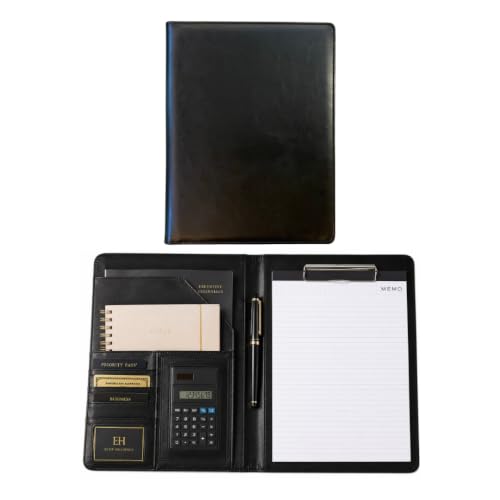 Poshieca Leather Portfolio Binder for Business use, Document Organizer with smart Storage, Calculator, Writing pad, – padfolio All in one, Professional Binder Portfolio for Women and Men