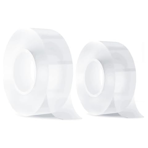 YMCCOOL Double Sided Tape Heavy Duty (2 Rolls, Total 20FT),Clear Two Sided Wall Tape Strips,Multipurpose Mounting Tape Removable Picture Hanging Strips Adhesive Tape Nano Poster Carpet Tape Cover