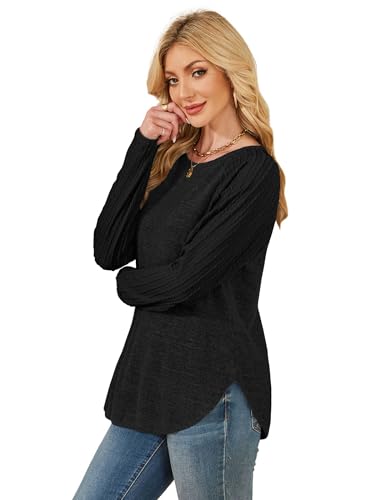 Image of SAMPEEL Sweatshirt for Women Long Sleeve Shirts Crewneck Sweaters Fall Fashion Outfits 2025 Trendy Tunic Tops Plus Size