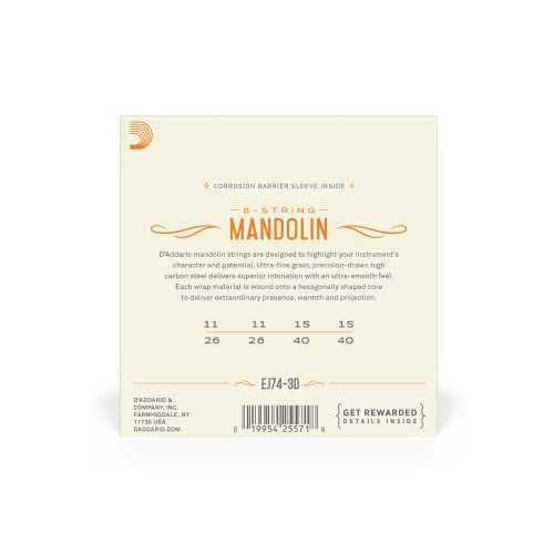 D’Addario EJ74-3D Cordes pour Mandoline - Les Beatles, Paul McCartney, John Lennon, RIngo Starr, George Harrison D'Addario EJ74-3D Cordes pour Mandoline – Image 4