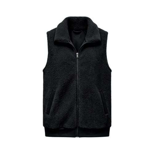 Womens Sherpa Fleece Vest Zip Front Stand Collar Ribbed Hem Casual Layering - image 6