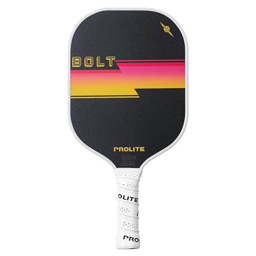 PROLITE Bolt Pickleball Paddle - Light Weight - Powerful - Carbon Fiber Facing for Superior Ball Placement - Polypropylene Honeycomb Core - Micro Matte Edge Guard - USAP Approved (Pink/Yellow)