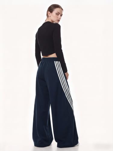 Image of EMMIOL Women's Y2K Baggy Barrel Striped Sweatpants High Waisted Wide Leg
