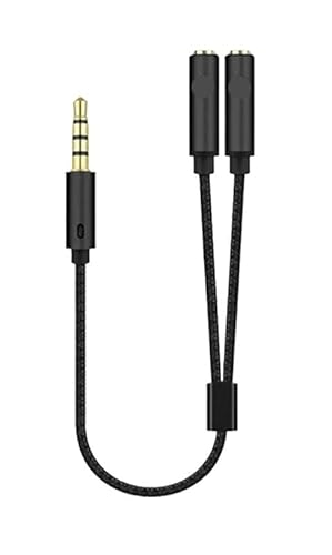 WEBALXRN 3.5mmオーディオマイクステレオヘッドホンスプリッターオーディオ3.5mm 4極ジャックYケーブル(Black)