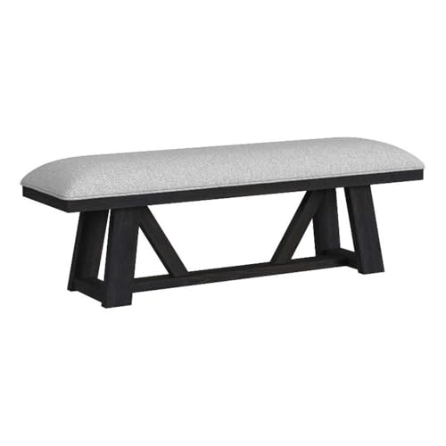 Picket House Furnishings Pinnacle Dining Bench with Light Gray Fabric