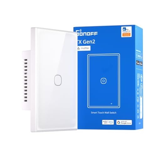 SONOFF TX Gen2 Interruttore Touch Intelligente per Parete: 1 Canale, Pannello Tipo 120, Wi-Fi 2.4GHz, App eWeLink, Compatibile con Matter, Apple Home/Google Home/Amazon Alexa, T6-1C-120M