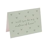 Sage Green Matron of Honor Proposal Card - Will you be my matron of honor - Gift note for bridal party - Bows - Sister, Best Friend - One Card with Envelope - Blank Inside (Matron of Honor)