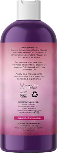 Tempting Lavender Massage Oil For Couples - Aromatherapy Sensual Massage Oil For Date Night With Lavender Essential Oil And Sweet Almond Oil - Vegan Non Staining Non Greasy Smooth Gliding Formula #TOP1