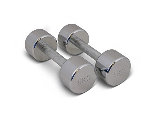 trenas Par de Mancuernas cromadas - Entrenamiento con Pesas - 2 x 5,00 kg