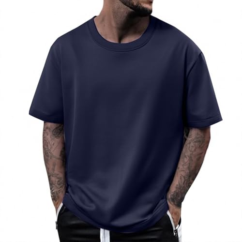 Ropa Hombre Marca Outlet Técnica Basicas Deporte Lisas Vintage T-Shirt Rayas Manga Corta Camiseta Tecnica Ropa Verano Trabajo Azul Marino Camisetas Hombre Marca Azul Marino XXL