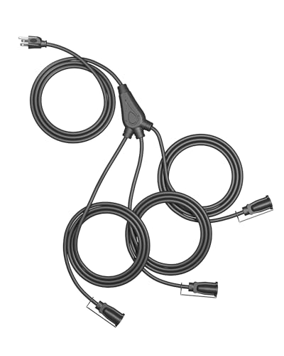 DEWENWILS 25FT Total (7’+6’*3) Extension Cord 1 to 3 Splitter, Black - image 1