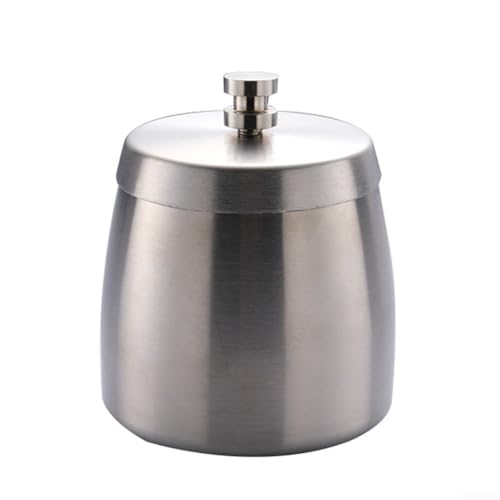 TDCuizent Stainless Steel Ash Tray with Lid Smell Proof Metal Holder Container Windproof Design Indoor Outdoor Large Capacity Portable Accessories for Patio Garden Home(Silver)