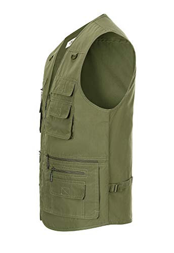 Image of Hbufnha Men's Casual Safari Travel Vest 16 Pockets Outdoor Work Vest Sleeveless Jacket Fishing Hiking Photograph