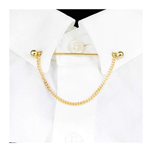 LUOSI Kragennadel Runde Kugel One-Word Metallkette Frantziges Herren Brosche Hemd Neck Ecke Schnalle Hohe Qualität Kupfergeschenke (Metal Color : Gold Color)