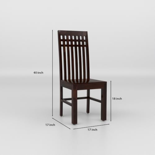 Image of Solid Sheesham Wood Dining Chair Set of 4 | Premium Wooden Dining Chairs | Elegant Vertical Slatted High Backrest | Heavy Duty Dining Table Chairs for Home, Kitchen & Dining Room