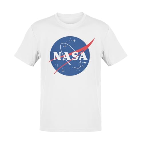 NASA T-Shirt Meatball Logo Unisex Astronaut Shirt für Herren & Damen Kurzarm Rundhals 100% Baumwolle Weltraum Statement Shirt Space Fashion Outfit für Alltag Party Festival & Geschenkidee