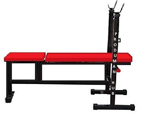 PRODUMAN HUB Home Gym Bench Weight Lifting Multi Purpose Adjustable Multi 3 in 1 Incline + Decline + Flat Home Gym Bench Bench - Made in India (Model-PD3Iin1r, Black, Red) - Weight Capacity: 250 Kg