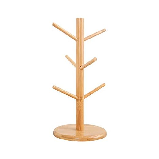 Bamboo Mug Rack Tree Coffee Tea Cup Organizer Hanger Holder with 6 Hooks Removable Bamboo Mug Stand by AHYUAN