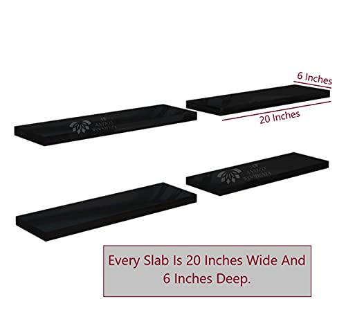 Image of Aries Wooden Floating Wall Shelf| Wall Rack Shelf | Wall Mount for Living Room, Bedroom, Kitchen (Set of 4 Brown, Large)