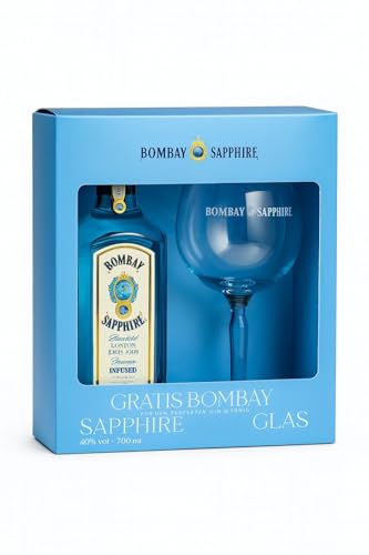 Bombay Sapphire Gin Geschenkset – 700ml London Dry Gin + Original Ballon Glas – Premium...
