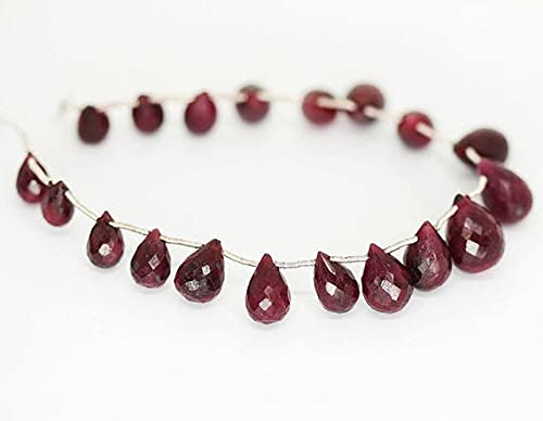 Rubis rouge perles facettées larme LKBEADS fil 8 pouces pour loisirs créatifs
