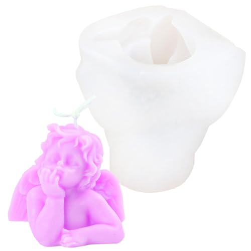 Molde de ángel de decoración de cocina, 6,5 x 6 x 5 cm, molde de jabón de vela de ángel de bebé, moldes en miniatura, molde de silicona para chocolate, caramelos, decoración de pasteles,
