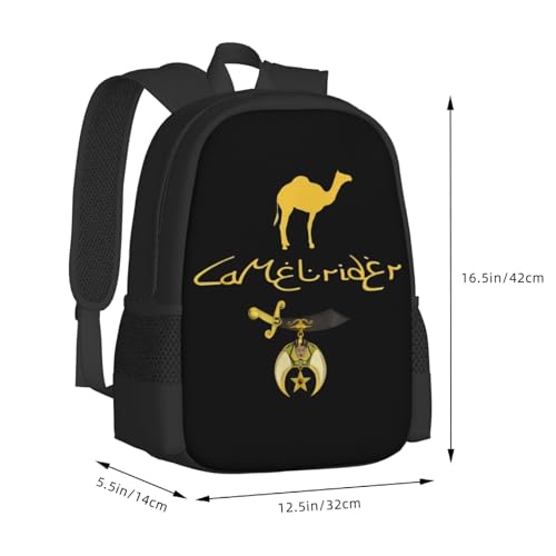 Camel Rider Shriner Masonic Symbol Freemason Backpack Lightweight Large Capacity Laptop Backpack Travel Backpacks for Unisex3
