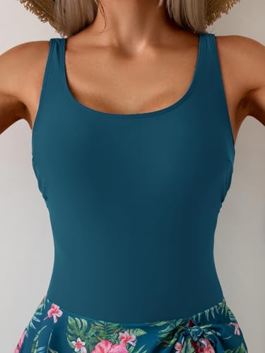 Image of Eomenie One Piece Swimdress Swimsuits for Women Tummy Control Swim Dresses Skirt Bathing Suit