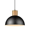 ELYONA Industrial Pendant Light, Rubber Wood Dome Hanging Lamp with Hammered Metal Shade, Modern Pendant Light Fixtures for Kitchen Island, Bar, Farmhouse Dining Room, Bedroom, Hallway - Black