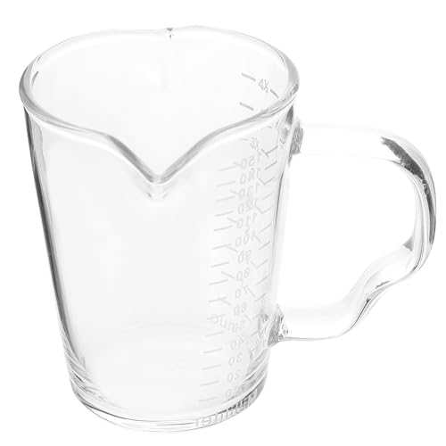 BESPORTBLE Bicchiere Espresso in Vetro Trasparente con Doppio Beccuccio Resistente al Calore Misurino per Latte per Latte Art e Uso Domestico