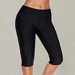 Lu's Chic Women's Long Swim Shorts Swimming Board Shorts High Waisted Tummy Control Capri Legging - Image 5