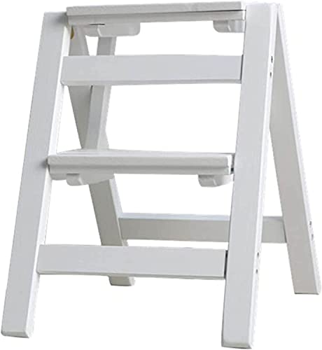 Step Ladder 2 Step Stool Folding Step Stools for Adults with Anti-Slip Sturdy and Wide Pedal Stepladder Multi-Use for Household & Office Foldable Step Stool (White R)