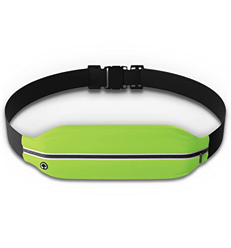 ランニング ポーチ 【日本代表ランナー監修】 ウエスト バッグ 揺れない 軽量 大容量 伸縮 スマホ ボディバッグ ユニセックス ジョギング ウォーキング (イエローグリーン, 1つ口)