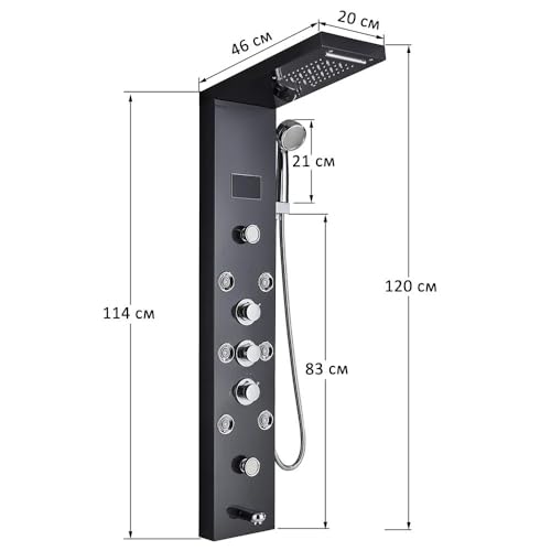 LED Shower Panel Tower System Rain Waterfall Column Hydroelectricity LCD Display with Massage Body Spa Bath Faucet miniatura 4